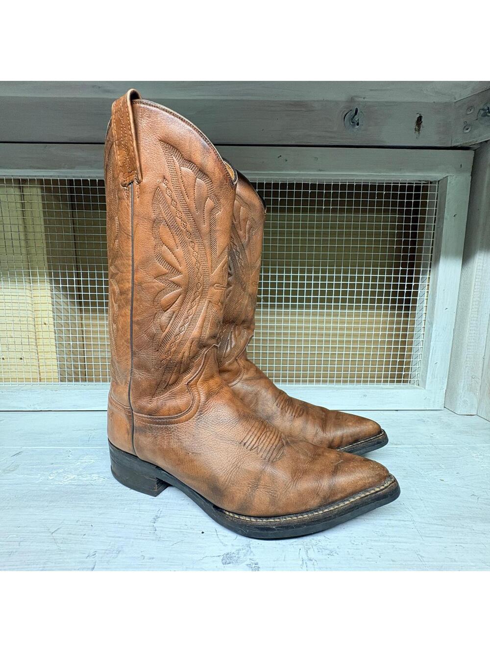 Rancho Cowboy Boots Men's Size 10.5 EE Brown Leather Made in Mexico